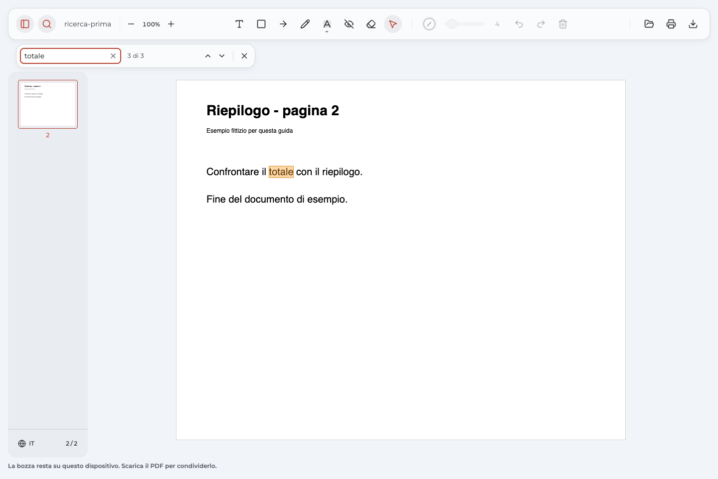 Terzo risultato della ricerca di totale sulla seconda pagina del PDF.